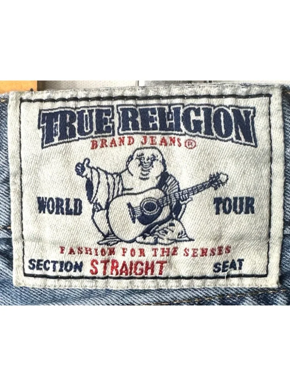 True Religion BOLM Deer Hollow Jeans Men 31 Straight Distressed Blue Flap Pocket